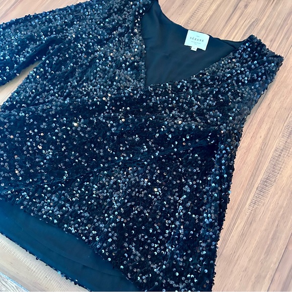 Sezane Shiny Blouse black sequin top size 40 - Picture 4 of 6